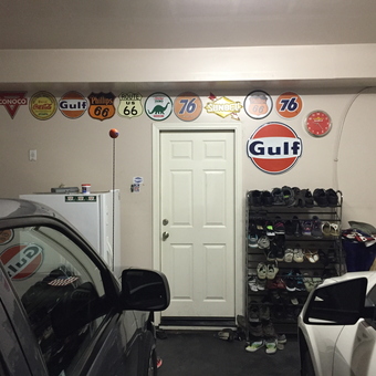 Garage with Vintage Gas Station Signs and Shoe Rack - Dphilly from Elk Grove, California