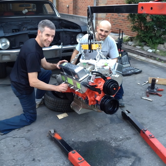Engine Installation With Hoist and Tools - Hotrod Jerry from Guelph, Ontario