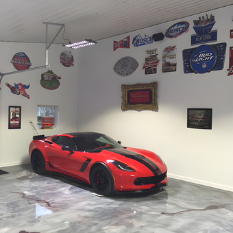 Custom Garage with Red Corvette and Vintage Signs - Pestymegal from Beloit, KS