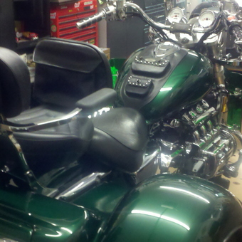 Green Trike Motorcycle with Leather Seats and Toolboxes - Tim Shue from Pasadena, MD