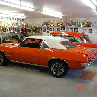 Classic Car Garage with Trophy Display and American Flag - Gary from Boiling Springs, S.C.