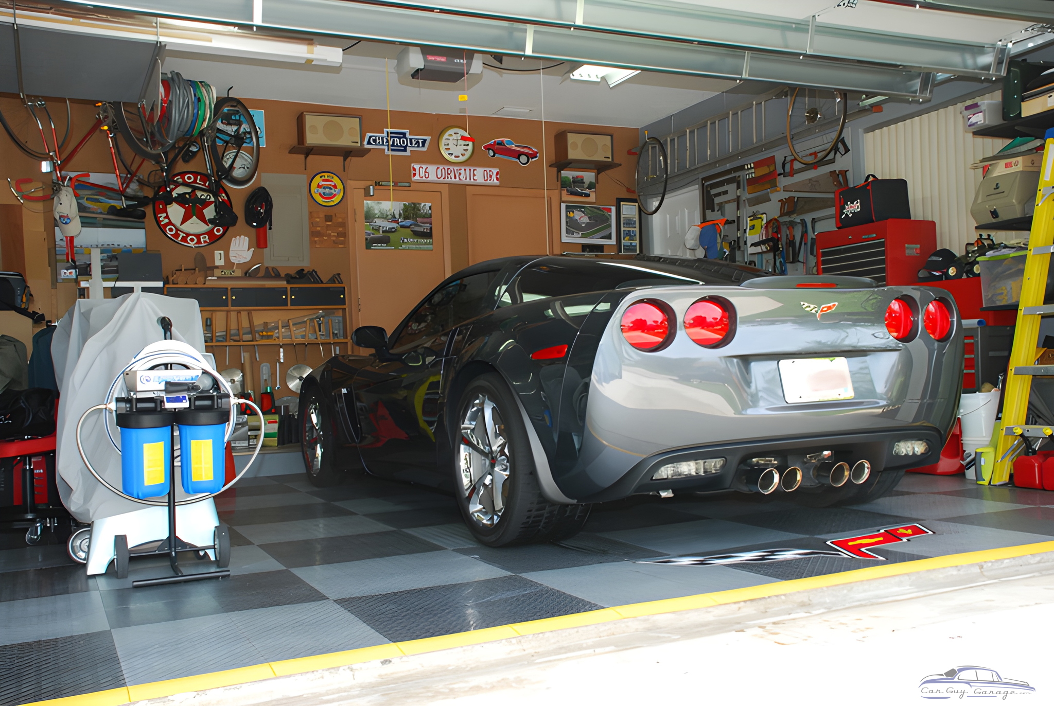 Organized Garage with Corvette, Storage, and Tools - Herb from Chicago, IL