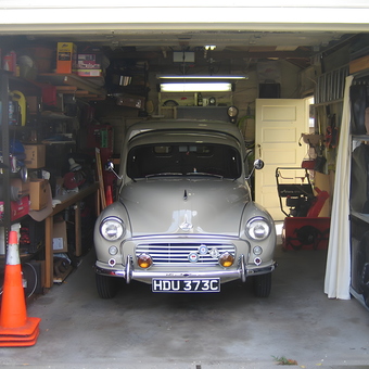 Classic car in organized garage with shelving and tools - Jessica Zdanowicz from Racine, WI