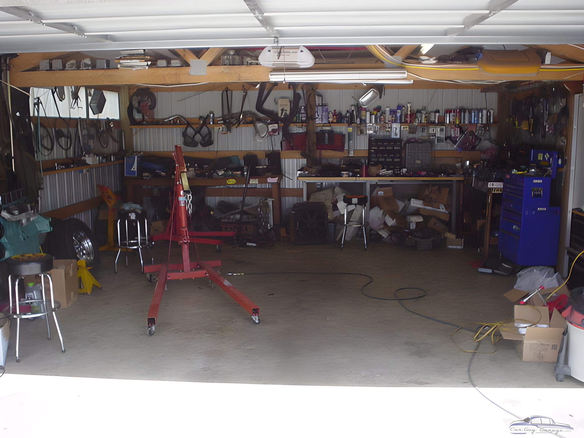 Organized garage with engine hoist and tool storage - Joe from Parkland, WA