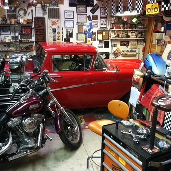 Classic Car, Harley Motorcycle, and Garage Decor - Tc