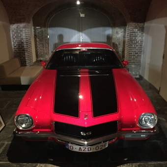 Classic Red Muscle Car with Black Racing Stripes - Marc from Schoten, Antwerp
