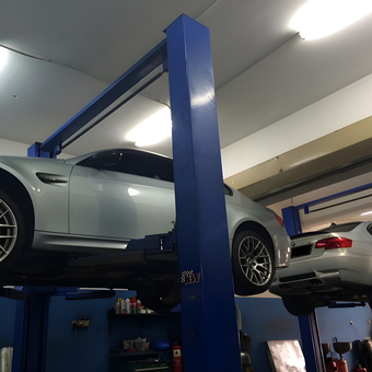 BMWs on Two-Post Lifts in Garage Workshop - Autobahn Specialist from BANDAR SUNWAY, SELANGOR