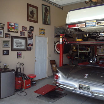 Classic Car Lift, Wall Art, Tools in Organized Garage - Frank's Garages from Spanish Sprishs, Nevada