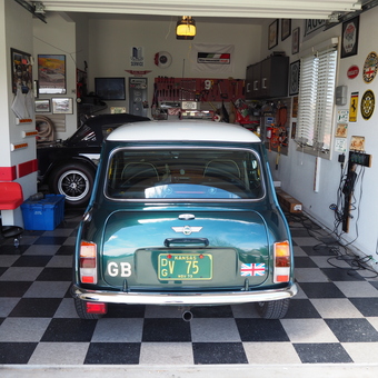 Classic Mini Cooper and Wall Decor in Checker Garage - Rich from Lawrence, Kansas