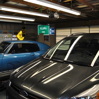 Classic Car Garage with Street Signs and Lighting - mike Genthe from Flora, Il