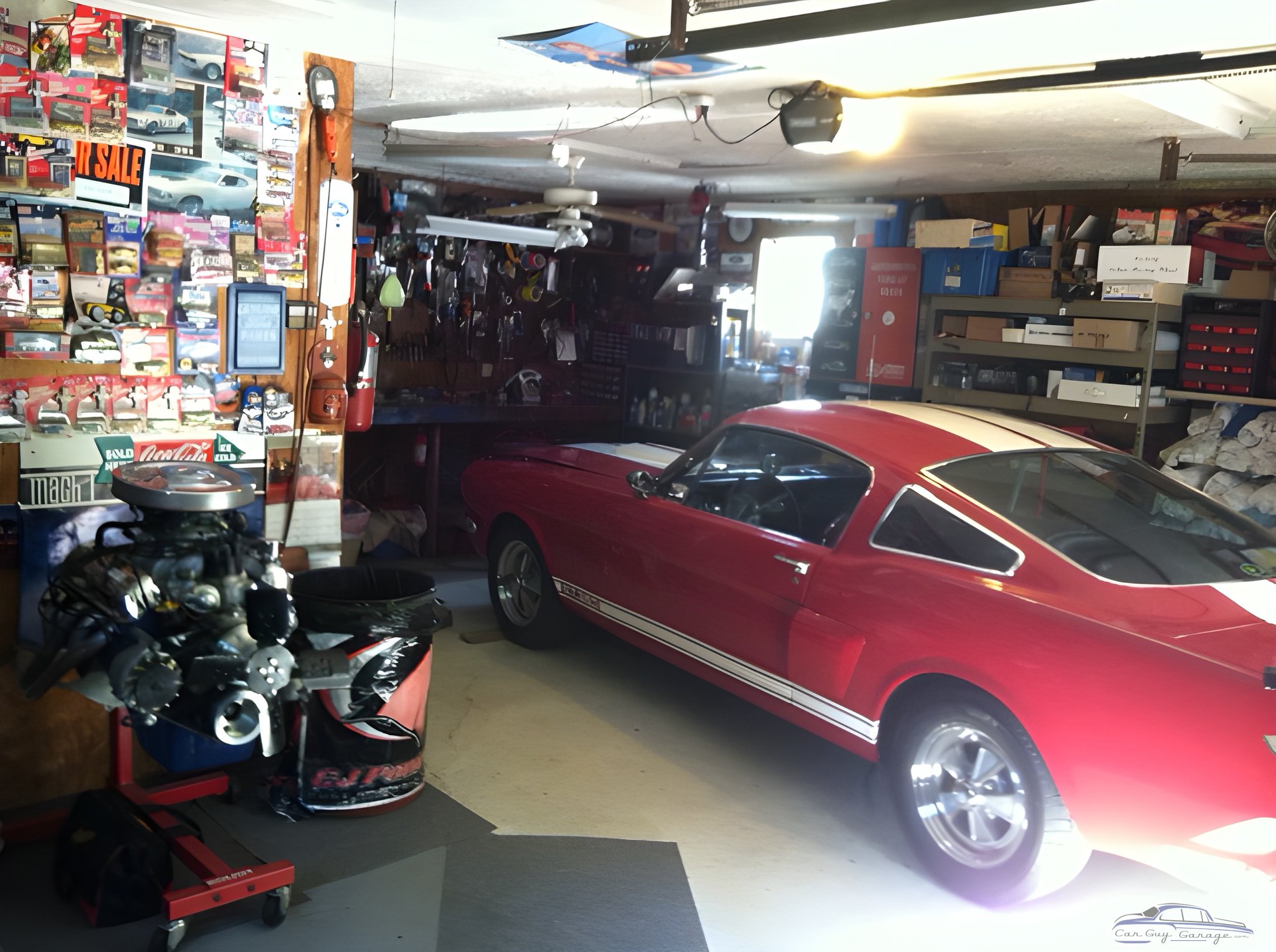 Classic Car Garage with Engine Stand and Wall Decor - Floyd from Shelby, NC