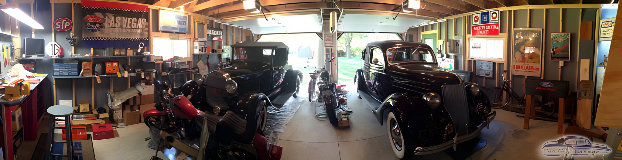 Classic Cars, Motorcycles, and Retro Signs in Garage - Ernie from Avon, IN
