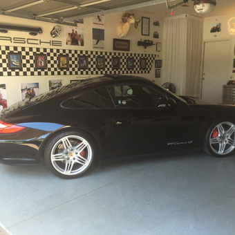 Porsche Themed Garage with Wall Art and Storage - Dave from Corona, CA