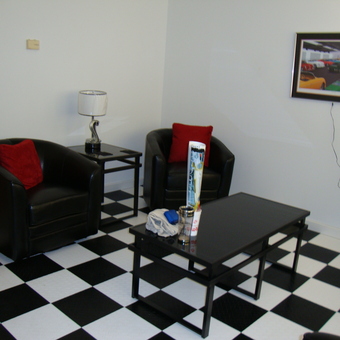 Checkered Garage Lounge with Leather Chairs - SigmaChi76 from Saint Charles, Illinois