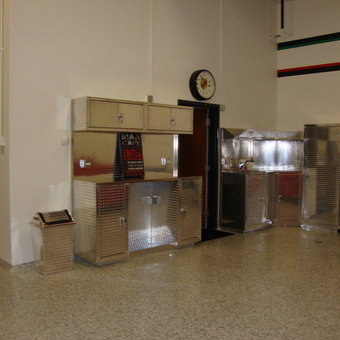 Diamond Plate Garage Cabinets and Clock - SigmaChi76 from Saint Charles, Illinois
