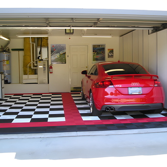 Checkerboard Garage Floor Tiles and Cabinets - John from Elk Grove, CA