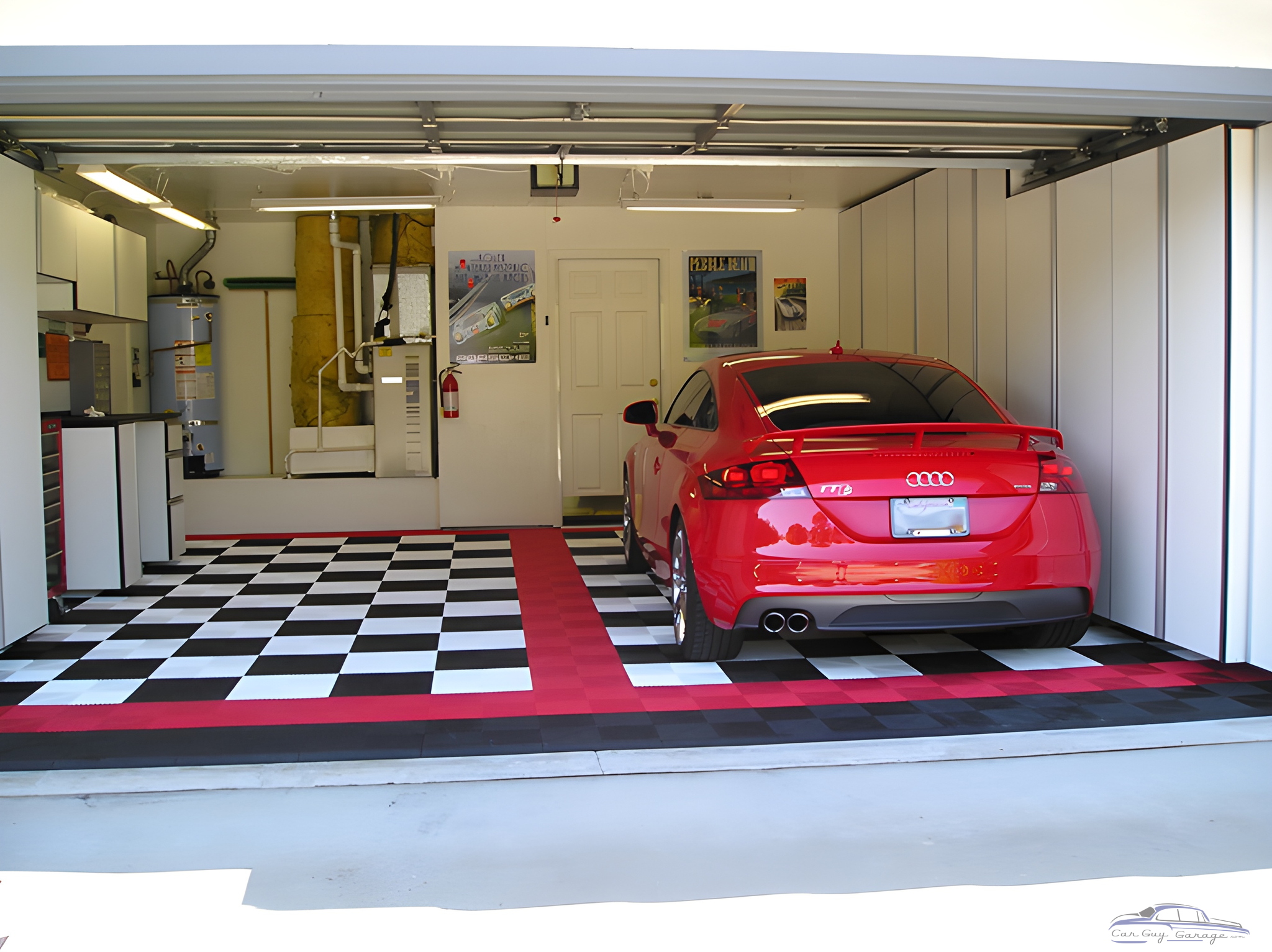 Checkerboard Garage Floor Tiles and Cabinets - John from Elk Grove, CA