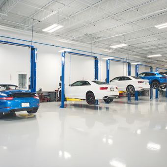 Modern garage with car lifts and sports cars - Josh/AWE from Horsham, PA