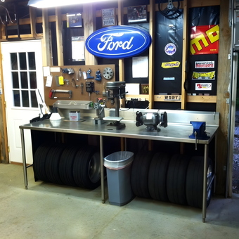 Organized Garage Workbench with Tools and Tire Storage - Rick Worth from Elmwood, Tennessee