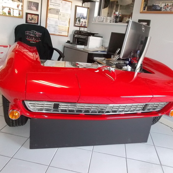 Red Corvette Front Office Desk with Car Decor - Chip Adams from Jupiter, Fl.