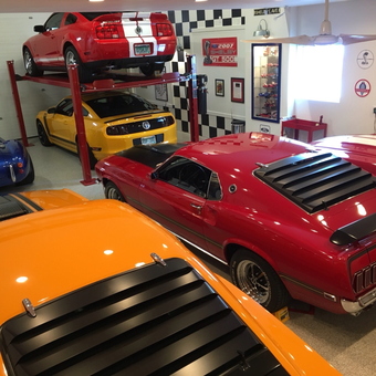 Classic and Modern Mustangs with Car Lift in Garage - Mitch from Highlands Ranch, CO