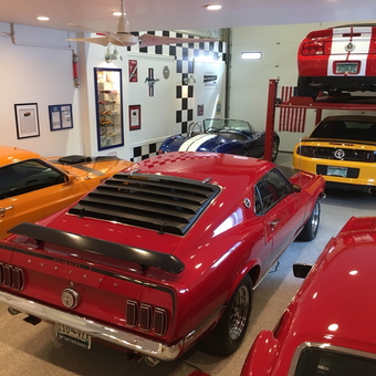 Classic Mustang Garage with Car Lift and Wall Decor - Mitch from Highlands Ranch, CO