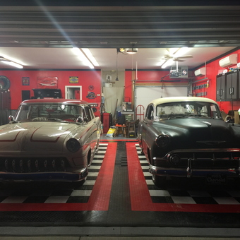 Classic Cars in Red Garage with Cabinets - BlueLodgeMason from Prior Lake, MN