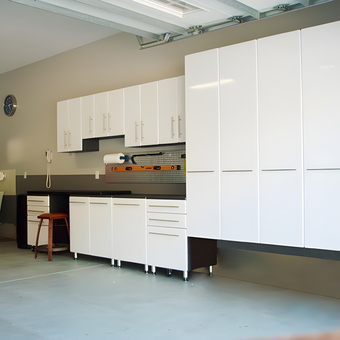 Modern white garage cabinets and storage system - Wendy A from North Ogden, UT