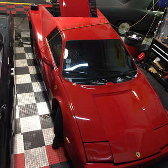 Red Ferrari in Custom Garage with Tile Flooring - Jack from Arlington hts, il