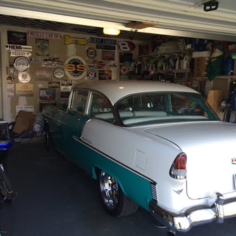 Classic Chevy Bel Air and Vintage Signs in Garage - Brian from Ottawa, Ontario