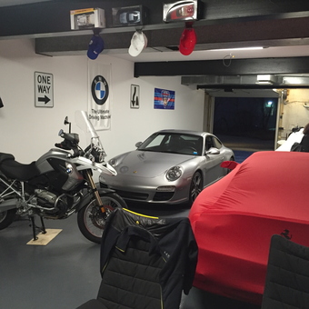 Luxury Garage with Motorcycle, Covered Cars, and Auto Decor - Eli from Great Neck, NY