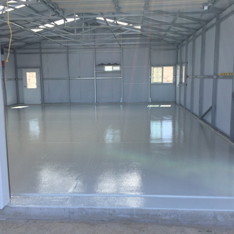 Clean Epoxy Coated Garage Floor With Steel Walls - Mike from Paso Robles, CA