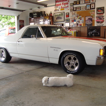 Classic White El Camino and Wall Decor in Garage - Chuck from Austintown, Ohio