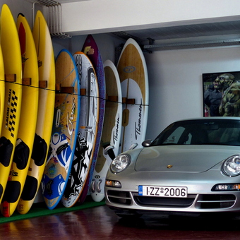 Garage with Surfboard Wall Rack and Porsche - zaosan from Ekali, Attiki