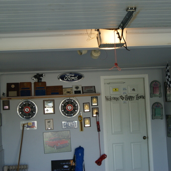 Classic Car Decor and Awards Displayed in Garage - Guy from Kitchener, Ontario