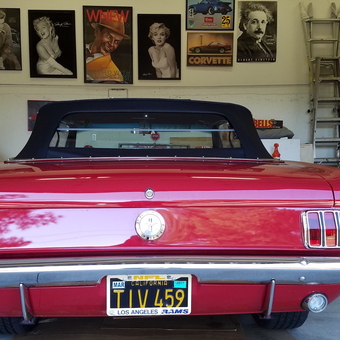 Classic Red Mustang Convertible in Decorated Garage - Candy Girl from Thousand Oaks, CA