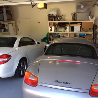 Organized Garage with Luxury Cars and Storage Shelves - Scott from San Juan Bautista, CA