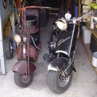 Vintage Cushman Scooters in Organized Garage - Roger from Port Orford, Oregon