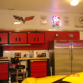 Red Garage Cabinets, Tool Chests, and Neon Signs - Joe from Ft. Worth, TX