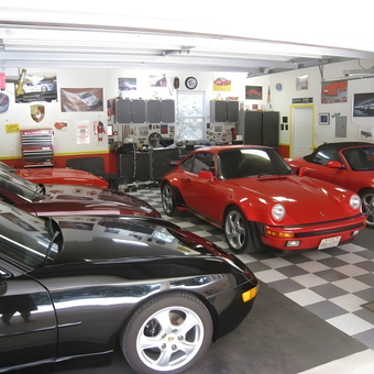 Garage with Porsche Cars, Cabinets, Toolboxes - Joe from Bulverde, Tx