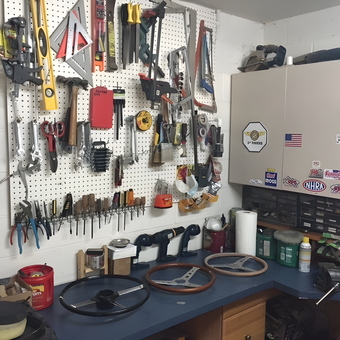Organized Garage Workbench With Tools And Cabinets - Mike from Tampa, FL