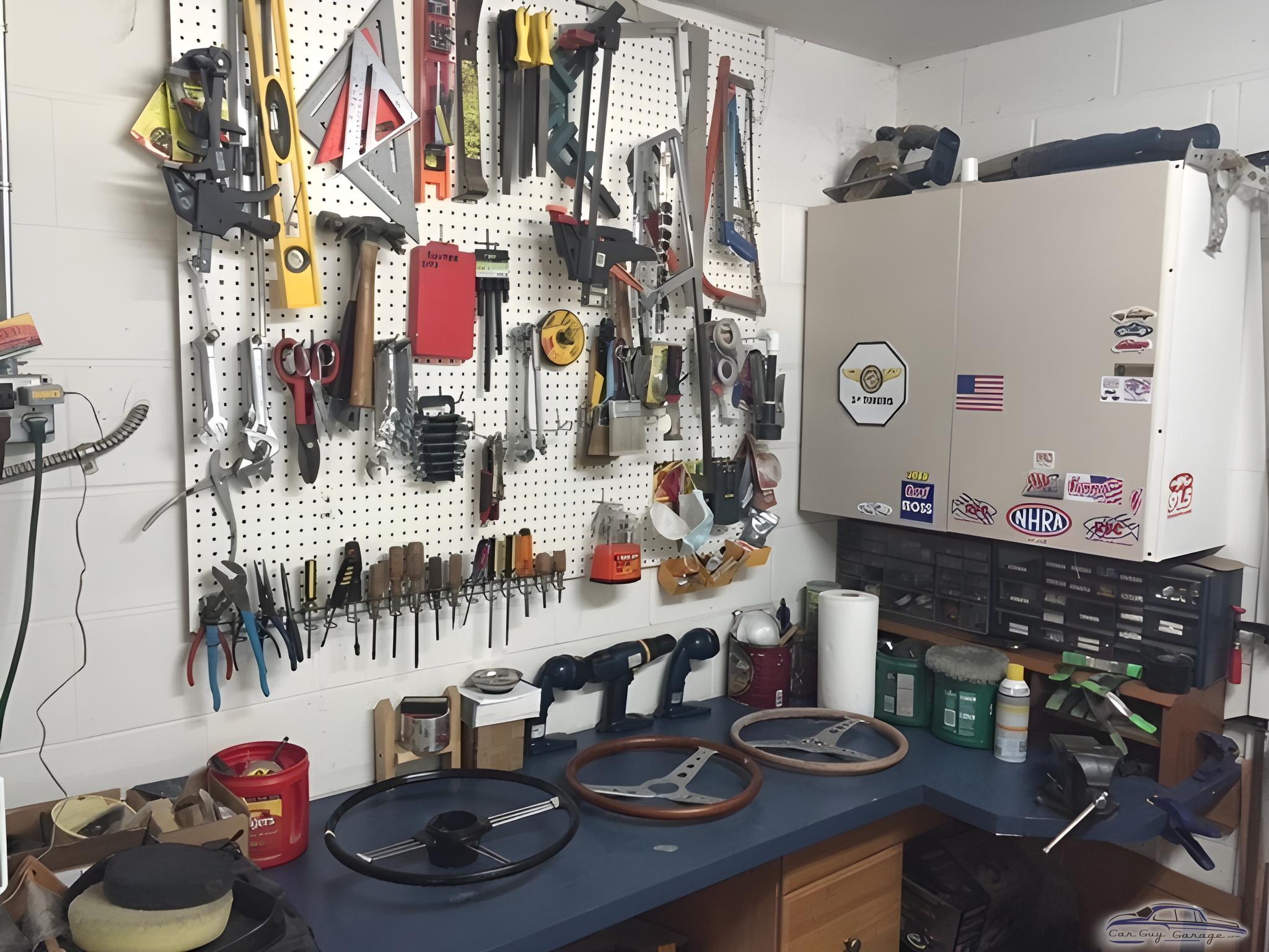 Organized Garage Workbench With Tools And Cabinets - Mike from Tampa, FL