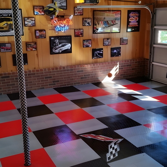 Race-Themed Garage with Checkered Floor Tiles - Split2nd from Lexington, SC