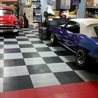 Classic Car Garage with Checkered Tile Floor - BigKahuna13 from Huntington Station, NY
