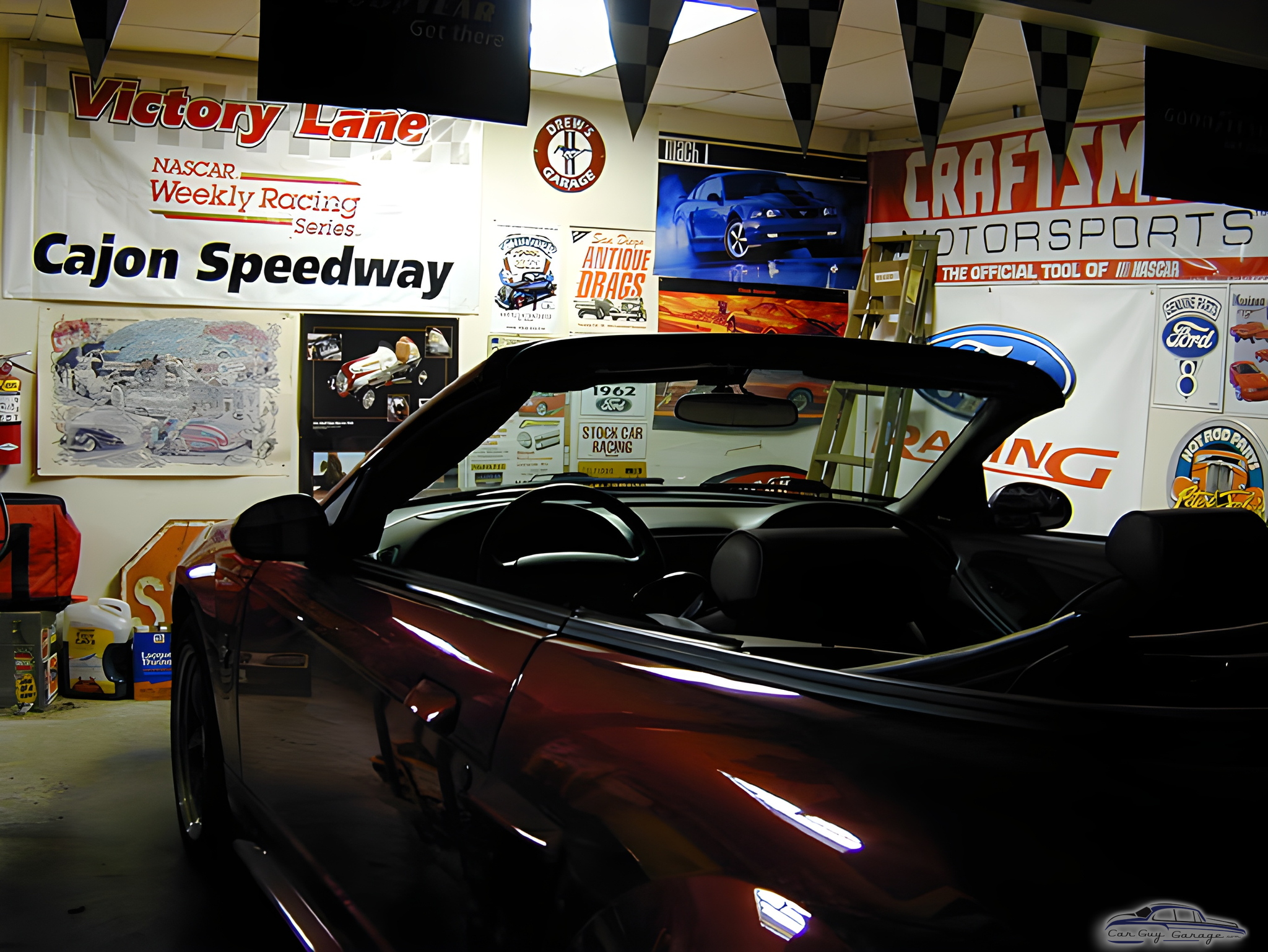 Garage with Racing Banners and Convertible Car - Drew Hierwarter from Kingsport, Tennessee