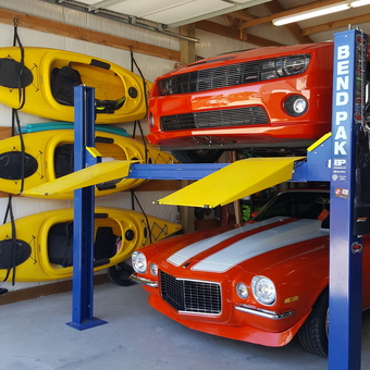 Garage Car Lift with Classic Cars and Kayak Storage - Bill from Pasco, Washington