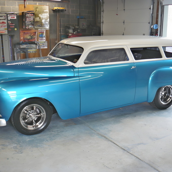 Custom blue classic car and garage decor - Tom from Pottstown, Pa