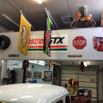 Racing Flags, Signs, and Decor in Custom Garage - Ryan from Summerville, SC