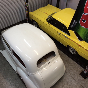 Classic Cars on Auto Lift with Racing Banner - Ryan from Summerville, SC