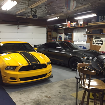 Mustangs, Garage Lighting, and Wall Art - Craig's Garage from Lehighton, PA